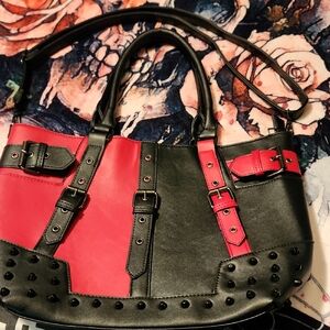 Stylish Black and Red Women's Handbag